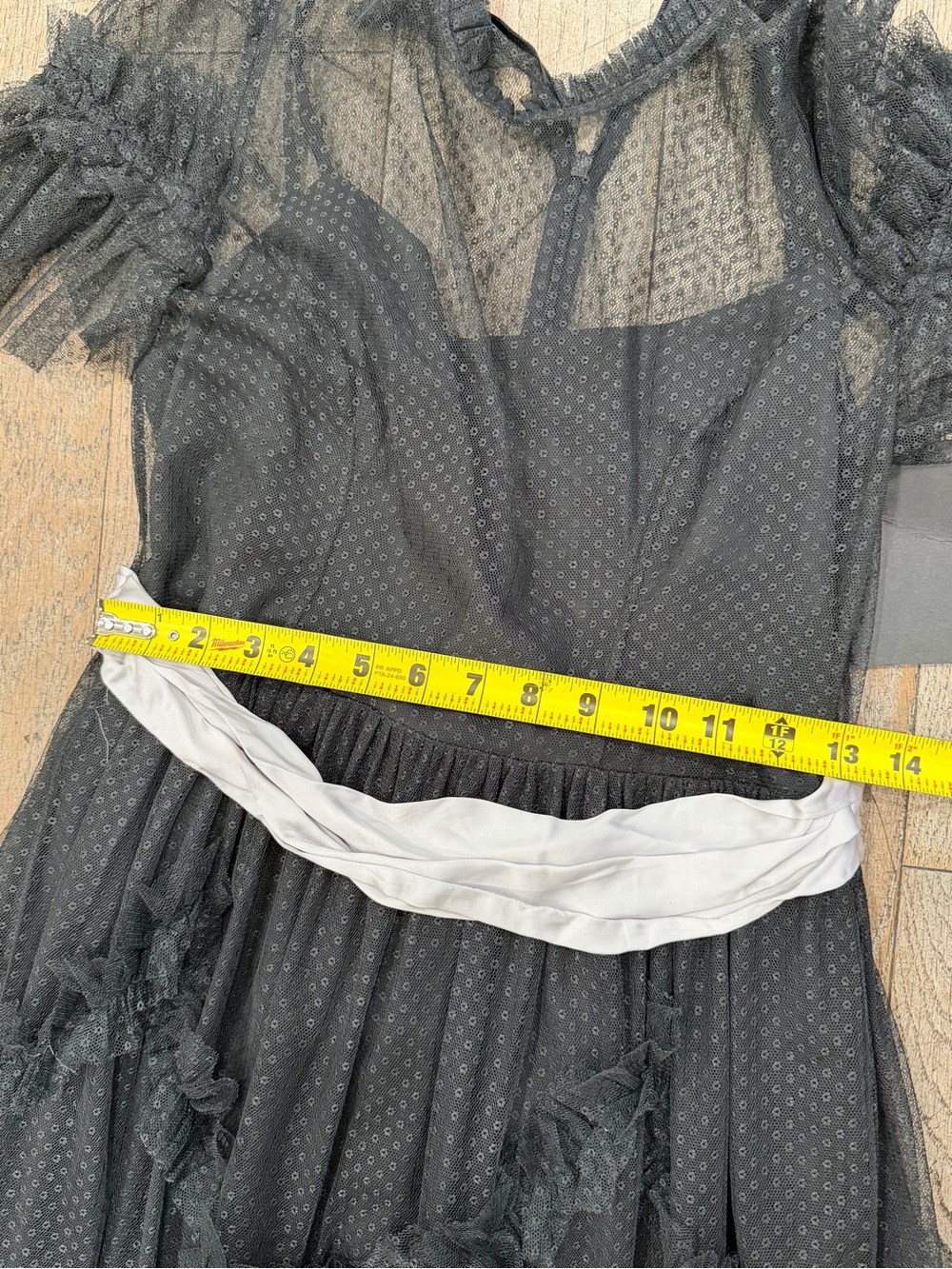 Needle & Thread Tulle Shirred Detail Maxi Gown - Washed Black UK 16 / US 12 NWT - Picture 8 of 16